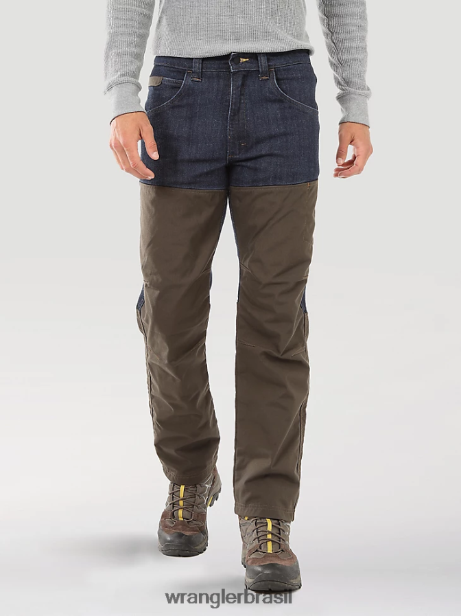 Wrangler calça de lona com perna reta e ajuste regular de uso robusto musgo (31100ms) homens roupas 00LN6N650