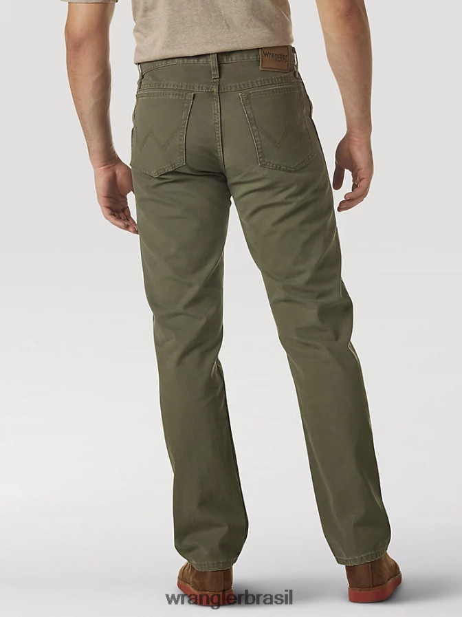 Wrangler calça de lona com perna reta e ajuste regular de uso robusto musgo (31100ms) homens roupas 00LN6N650