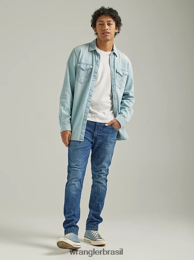 Wrangler calça jeans Heritage Redding solta lavagem leve rasgada (112335468) homens roupas 00LN6N185