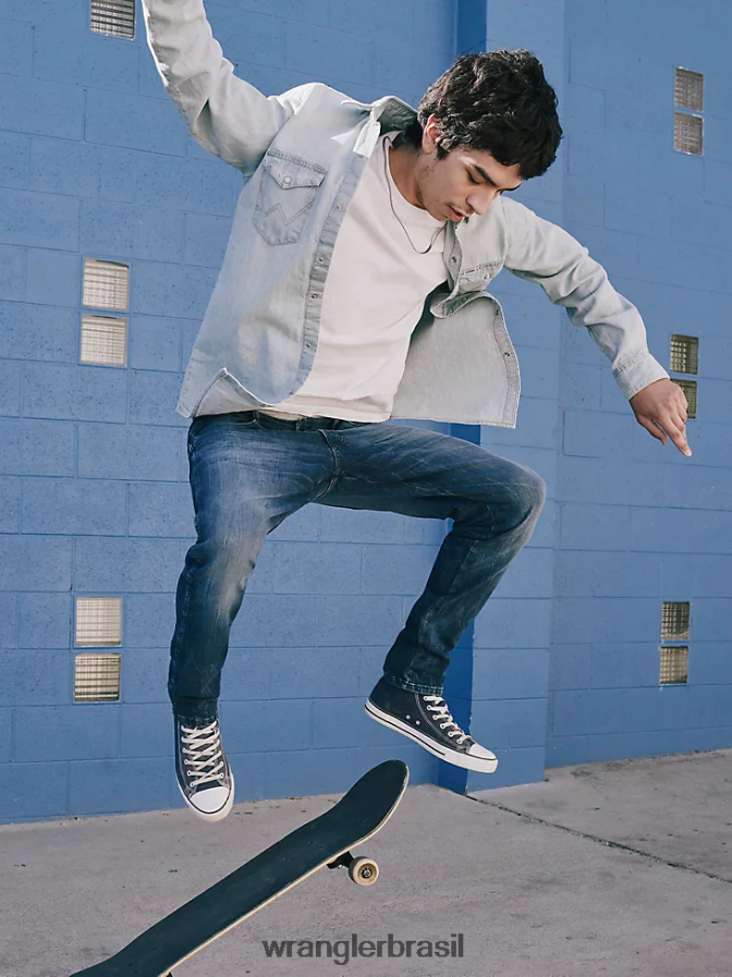 Wrangler calça jeans Heritage Redding solta lavagem leve rasgada (112335468) homens roupas 00LN6N185