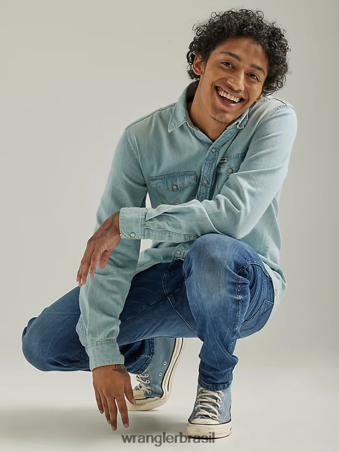 Wrangler calça jeans Heritage Redding solta lavagem leve rasgada (112335468) homens roupas 00LN6N185