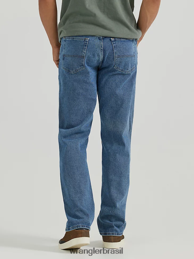 Wrangler calça jeans authentics relax fit flex azul vintage (10zm200vf) homens roupas 00LN6N104