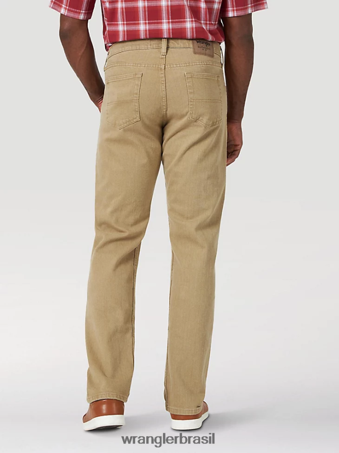 Wrangler calça jeans flex regular fit autêntica cáqui (10zm100kf) homens roupas 00LN6N130