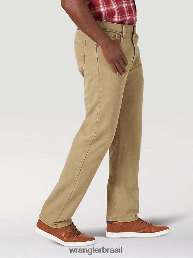 Wrangler calça jeans flex regular fit autêntica cáqui (10zm100kf) homens roupas 00LN6N130