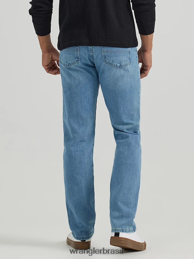 Wrangler calça jeans flex regular fit autêntica luz de lavagem de pedra (10zm100sf) homens roupas 00LN6N128