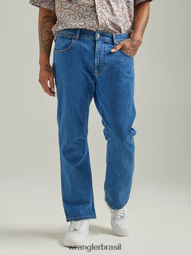 Wrangler calça jeans regular fit autêntica preto (10zm100bk) homens roupas 00LN6N147