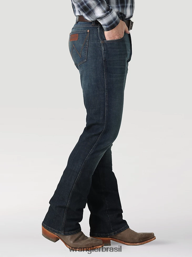 Wrangler calça jeans retrô slim fit madeira (112323402) homens roupas 00LN6N10