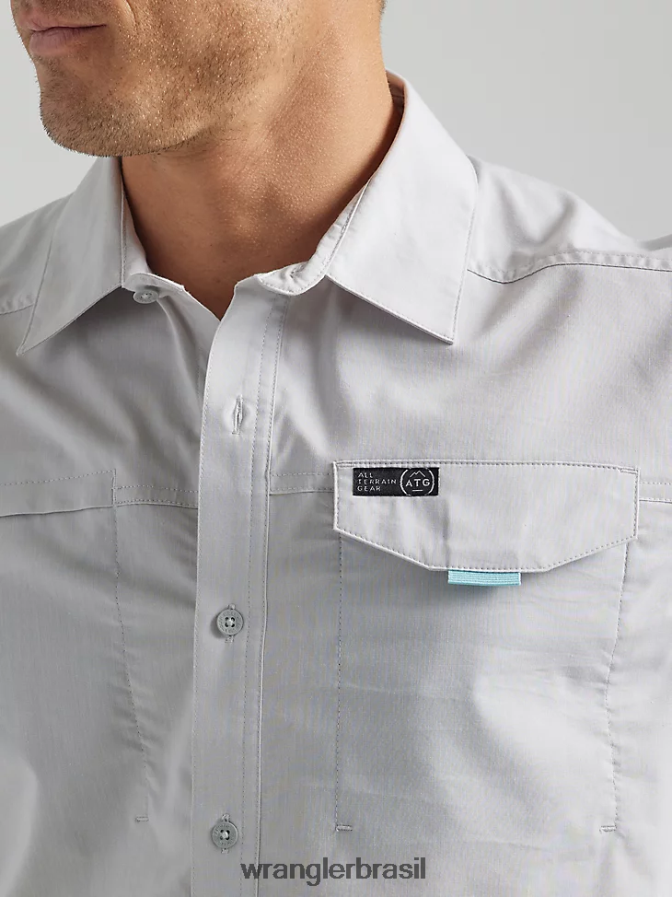 Wrangler camisa atg com bolso e zíper assimétrico névoa (112333905) homens roupas 00LN6N328