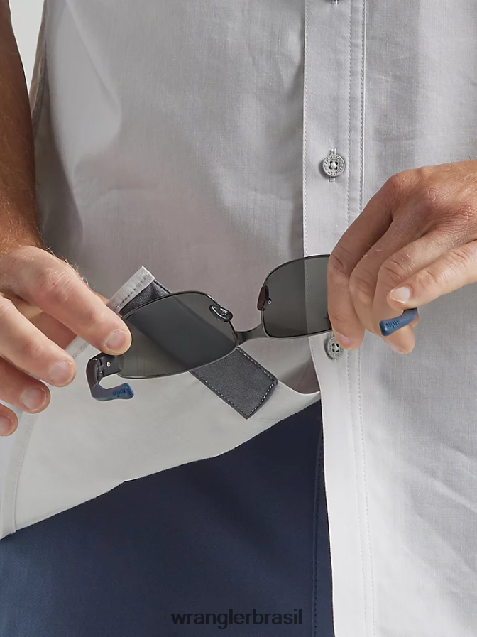 Wrangler camisa atg com bolso e zíper assimétrico névoa (112333905) homens roupas 00LN6N328