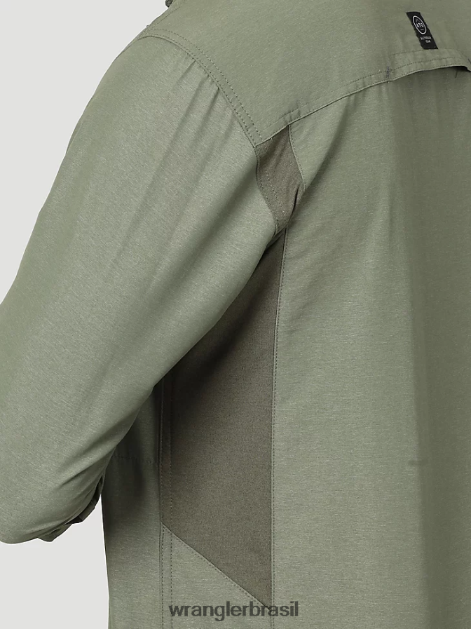 Wrangler camisa atg mix material azeitona empoeirada (nsb89dv) homens roupas 00LN6N635