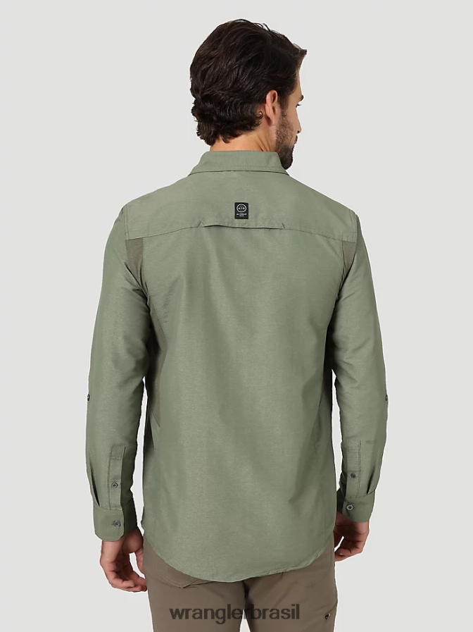 Wrangler camisa atg mix material azeitona empoeirada (nsb89dv) homens roupas 00LN6N635