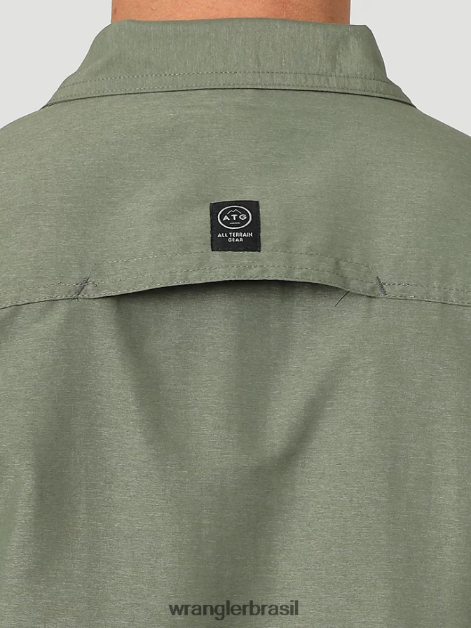Wrangler camisa atg mix material azeitona empoeirada (nsb89dv) homens roupas 00LN6N635