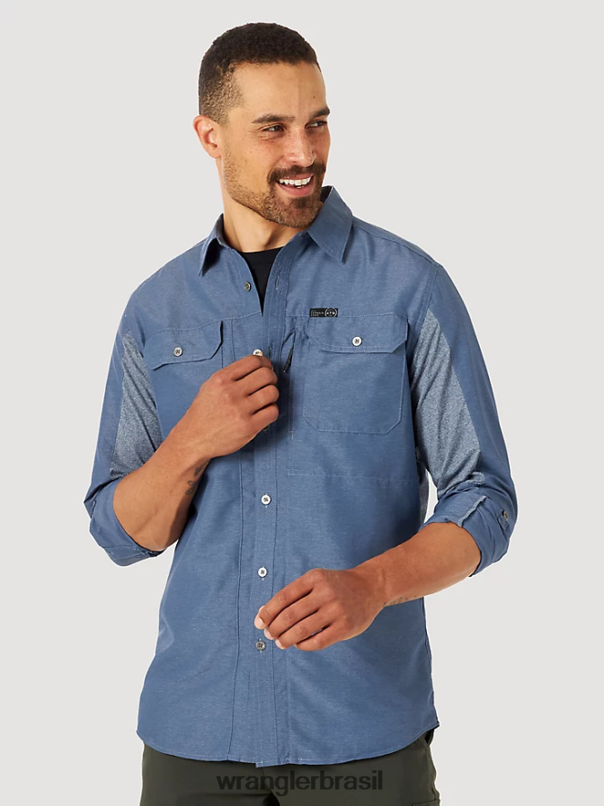 Wrangler camisa atg mix material índigo vintage (nsb89vn) homens roupas 00LN6N378