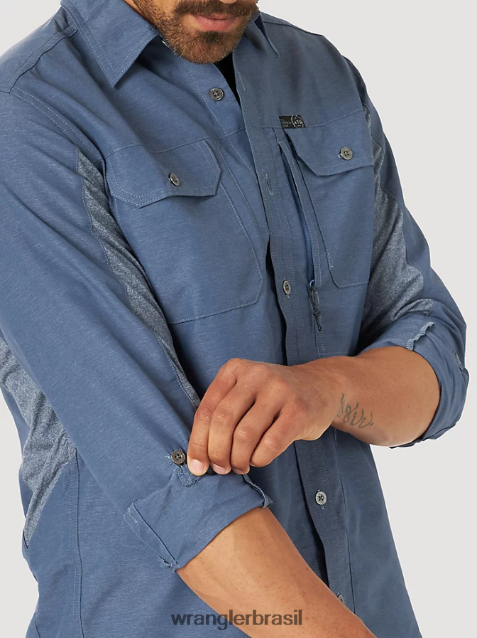 Wrangler camisa atg mix material índigo vintage (nsb89vn) homens roupas 00LN6N378