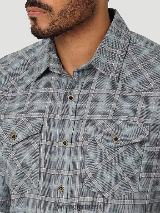 Wrangler camisa de flanela nuvem livre para esticar chumbo (112324446) homens roupas 00LN6N386
