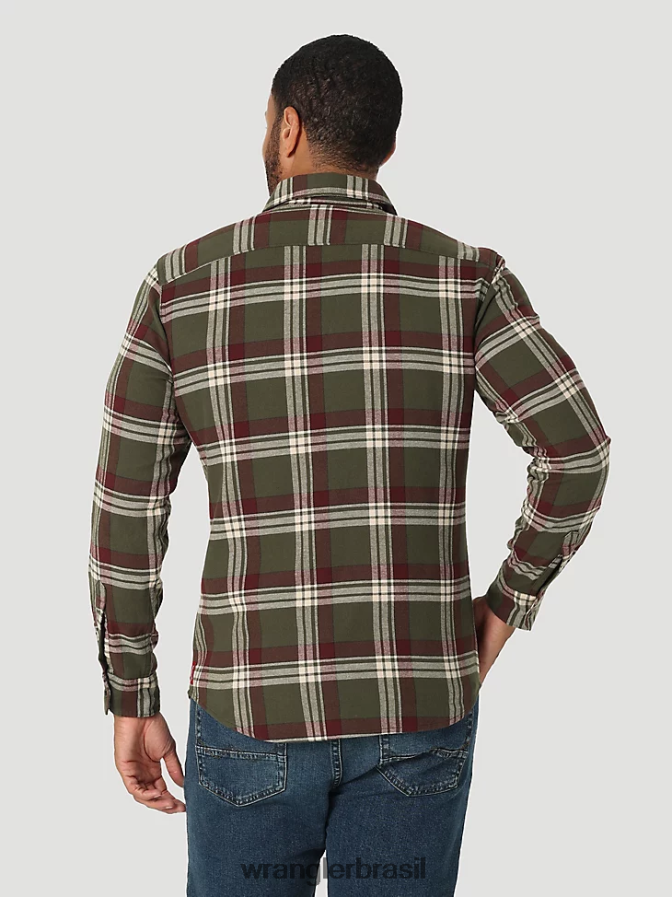 Wrangler camisa de flanela nuvem livre para esticar noite da floresta (112325082) homens roupas 00LN6N385