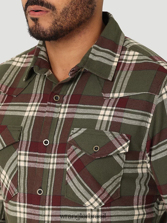 Wrangler camisa de flanela nuvem livre para esticar noite da floresta (112325082) homens roupas 00LN6N385