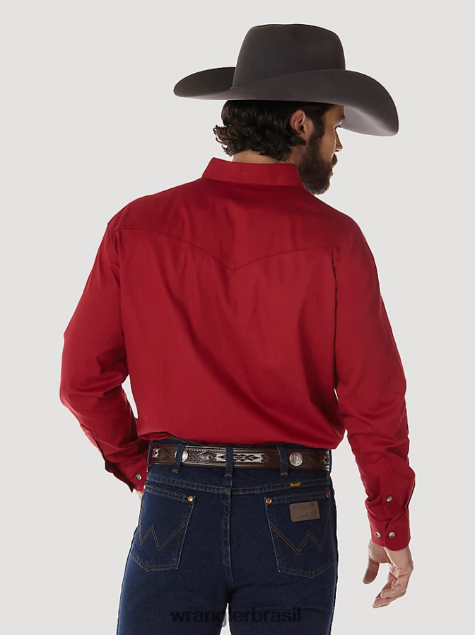 Wrangler camisa de sarja sólida leve com botões de manga comprida pintada no deserto vermelho (mp3522r) homens roupas 00LN6N297