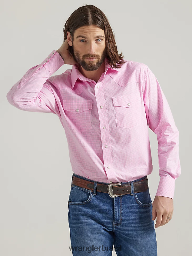 Wrangler camisa de trabalho leve riggs workwear azul escuro (112325419) homens roupas 00LN6N347