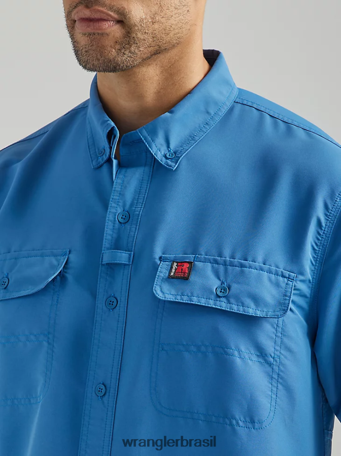 Wrangler camisa de trabalho leve riggs workwear azul escuro (112325419) homens roupas 00LN6N347