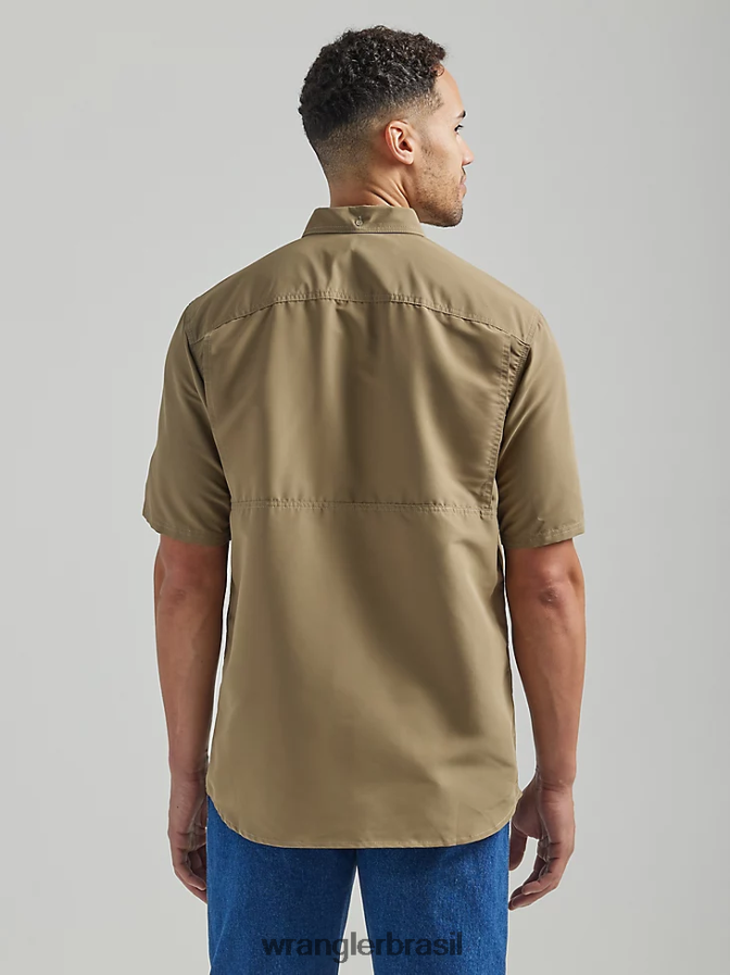 Wrangler camisa de trabalho leve riggs workwear cáqui escuro (112325420) homens roupas 00LN6N348