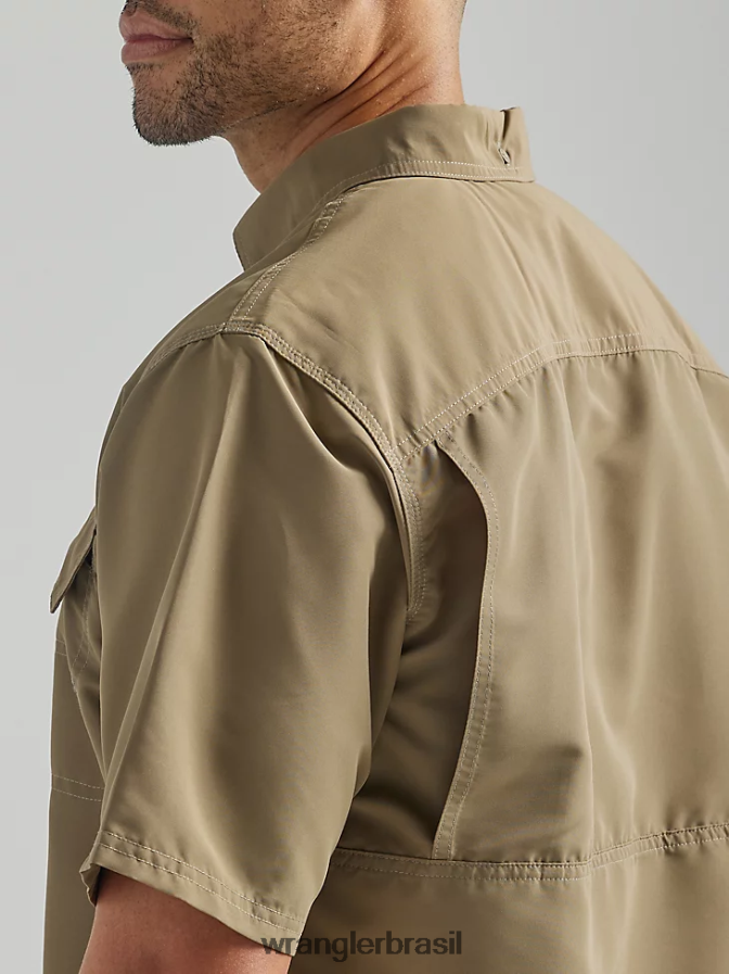 Wrangler camisa de trabalho leve riggs workwear cáqui escuro (112325420) homens roupas 00LN6N348