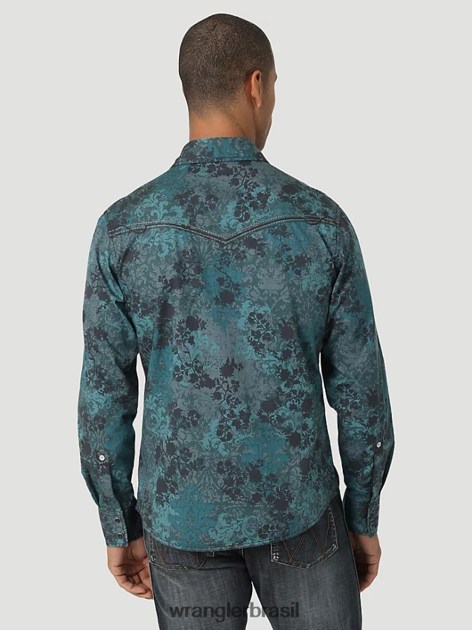 Wrangler camisa de trabalho sólida com corte cowboy e acabamento firme manga longa ocidental couro cru (ms71519) homens roupas 00LN6N416