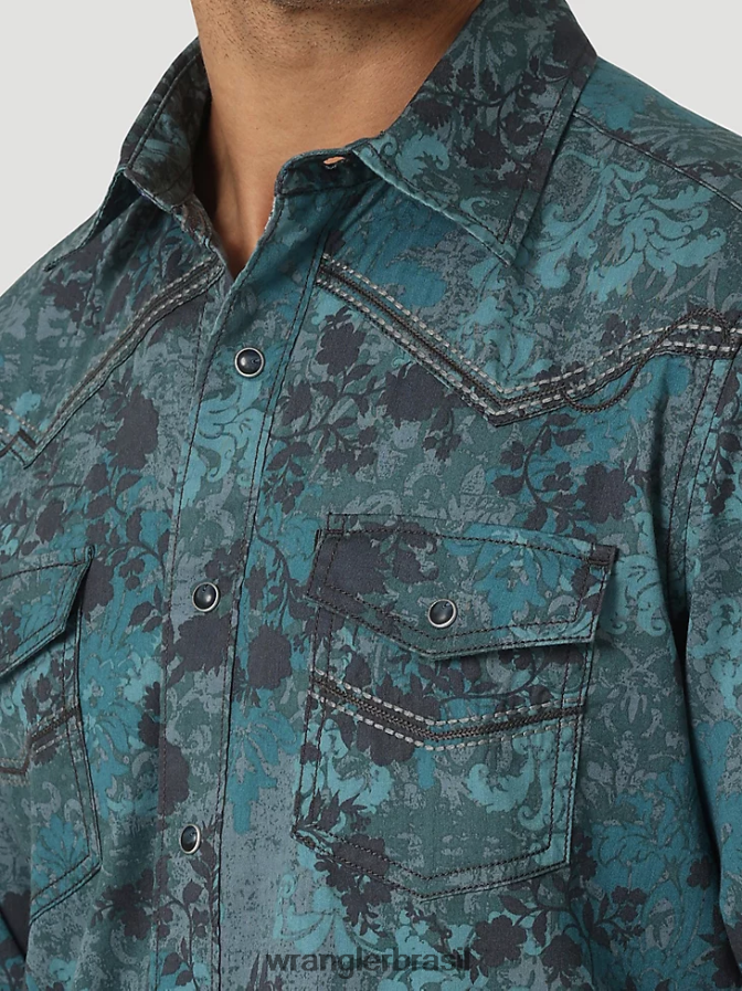 Wrangler camisa de trabalho sólida com corte cowboy e acabamento firme manga longa ocidental couro cru (ms71519) homens roupas 00LN6N416