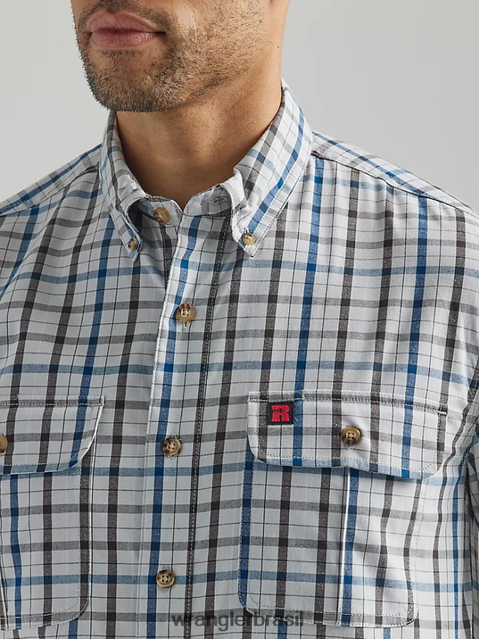 Wrangler camisa de trabalho xadrez riggs workwear chuva torrencial (112325152) homens roupas 00LN6N672