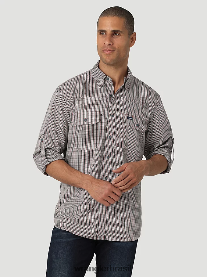 Wrangler camisa george strait manga curta com botão e um bolso estampado azul bebê (112324872) homens roupas 00LN6N300