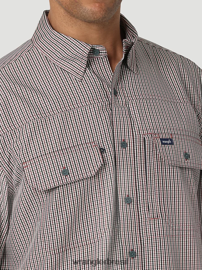 Wrangler camisa george strait manga curta com botão e um bolso estampado azul bebê (112324872) homens roupas 00LN6N300