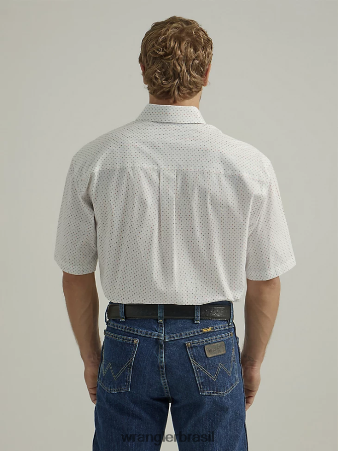 Wrangler camisa george strait manga curta com botão e um bolso estampado divisão branca (112327818) homens roupas 00LN6N302