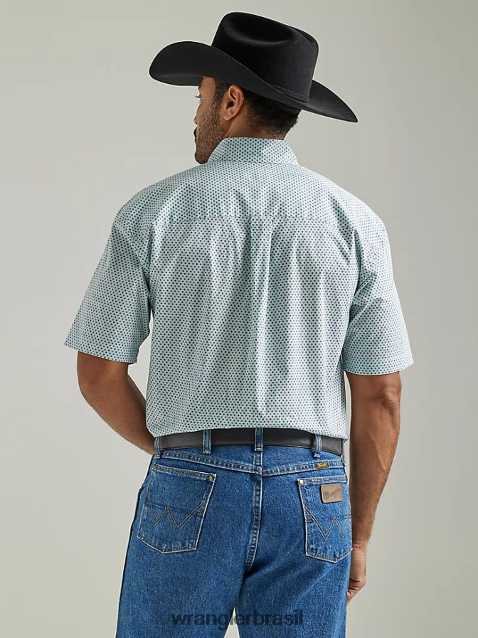 Wrangler camisa george strait manga curta com botão e um bolso estampado prancha aquática (112327821) homens roupas 00LN6N301