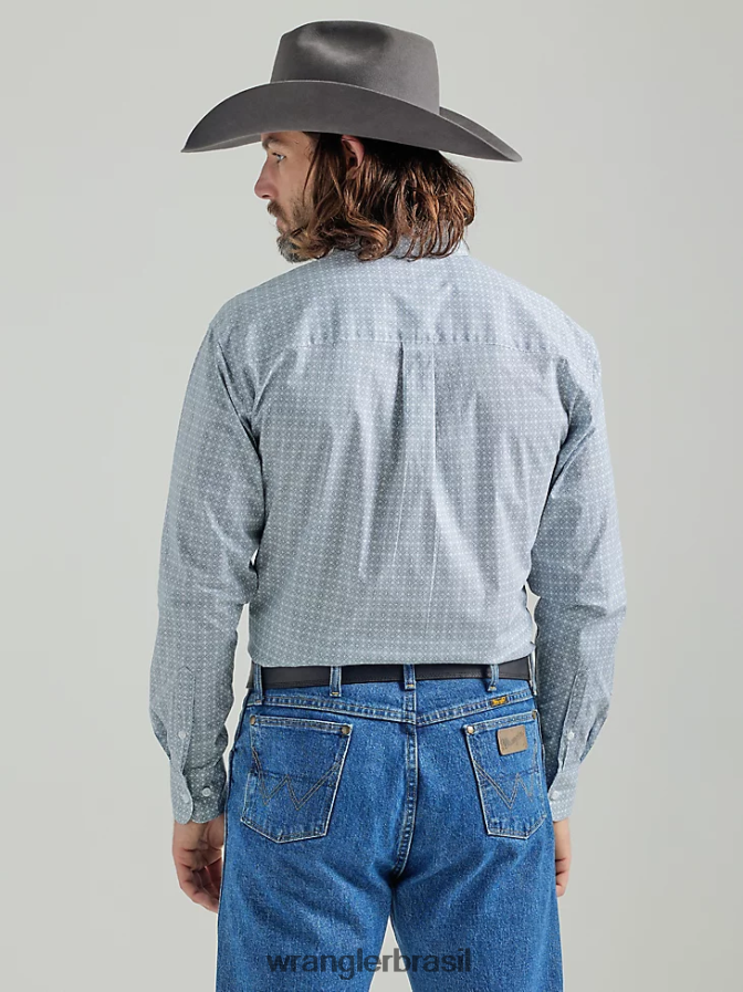 Wrangler camisa george strait manga longa com dois bolsos e estampa de botões cinza (112324885) homens roupas 00LN6N367