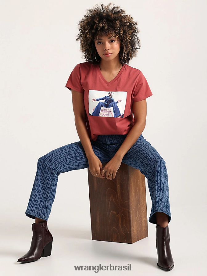 Wrangler camisa jeans ocidental manga longa jeans médio (lw7006d) mulheres roupas 00LN6N880