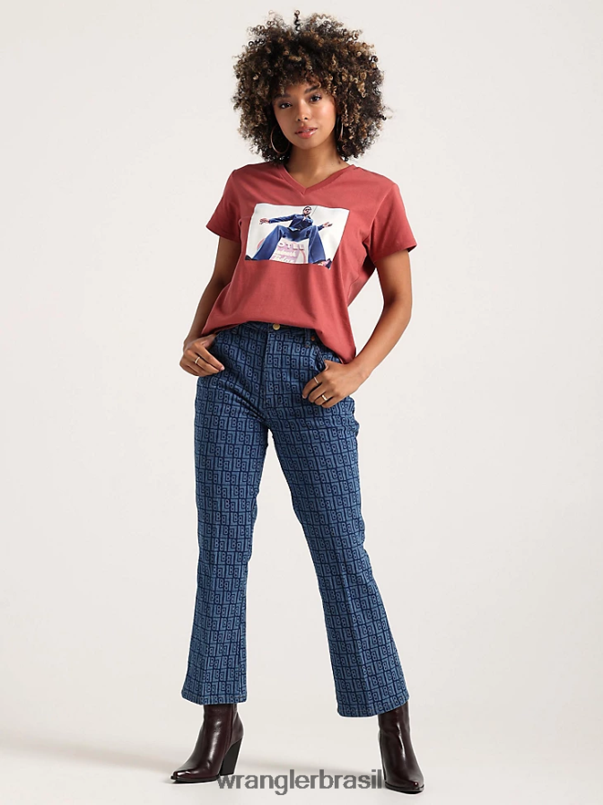 Wrangler camisa jeans ocidental manga longa jeans médio (lw7006d) mulheres roupas 00LN6N880