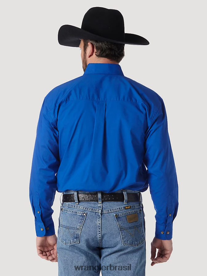 Wrangler camisa lisa com botões george strait  national patriot azul real (mgs273b) homens roupas 00LN6N371