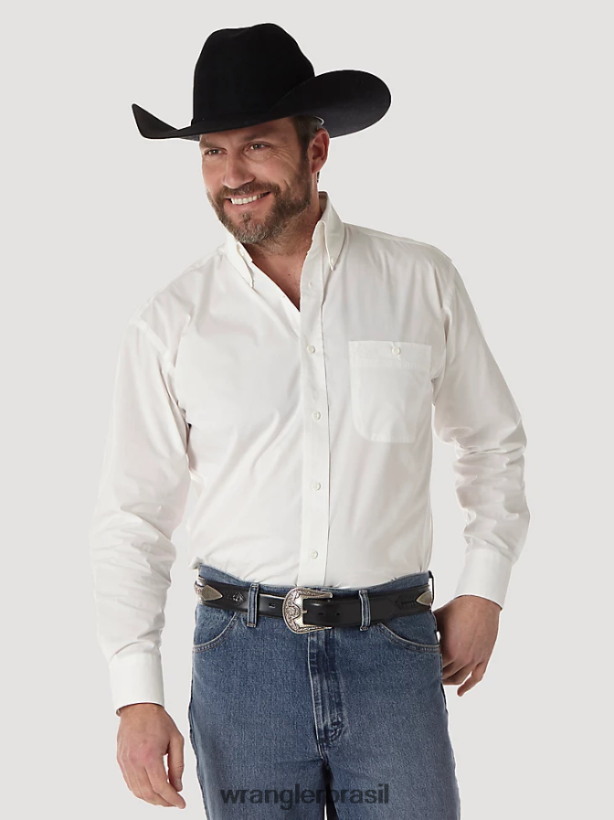 Wrangler camisa lisa com botões george strait  national patriot branco (mgs268w) homens roupas 00LN6N372