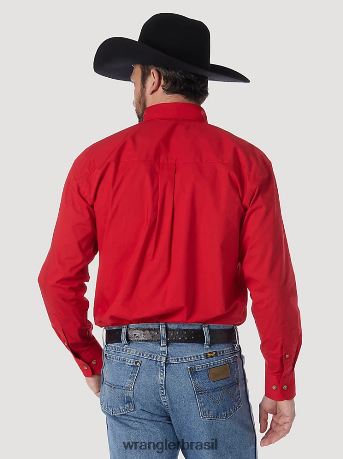 Wrangler camisa lisa com botões george strait  national patriot vermelho (mgs274r) homens roupas 00LN6N373