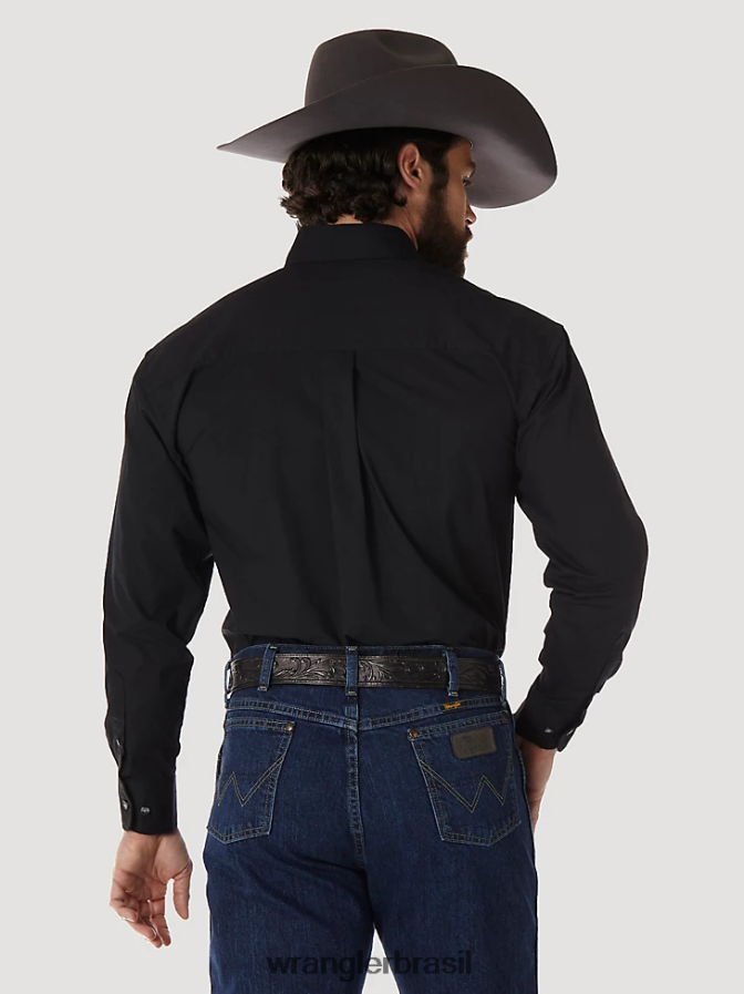 Wrangler camisa lisa de manga comprida com botões george strait preto (mgs269x) homens roupas 00LN6N292