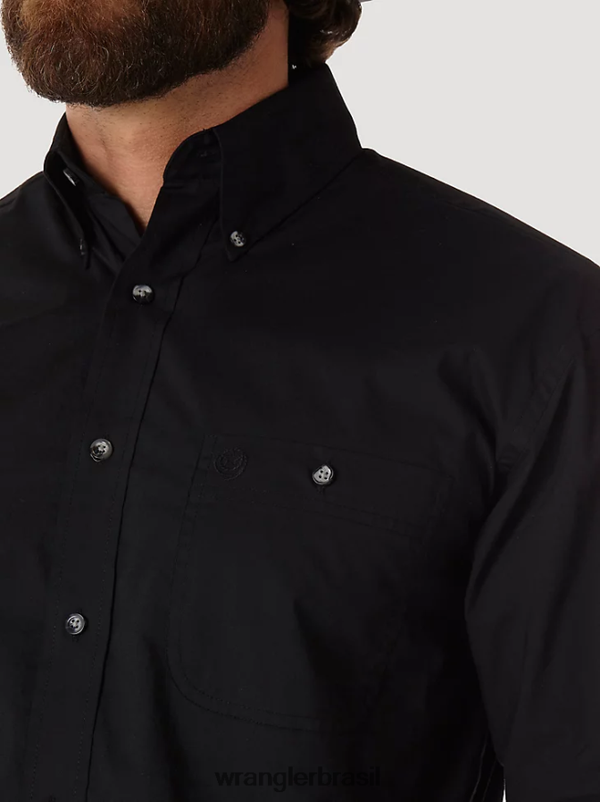 Wrangler camisa lisa de manga comprida com botões george strait preto (mgs269x) homens roupas 00LN6N292
