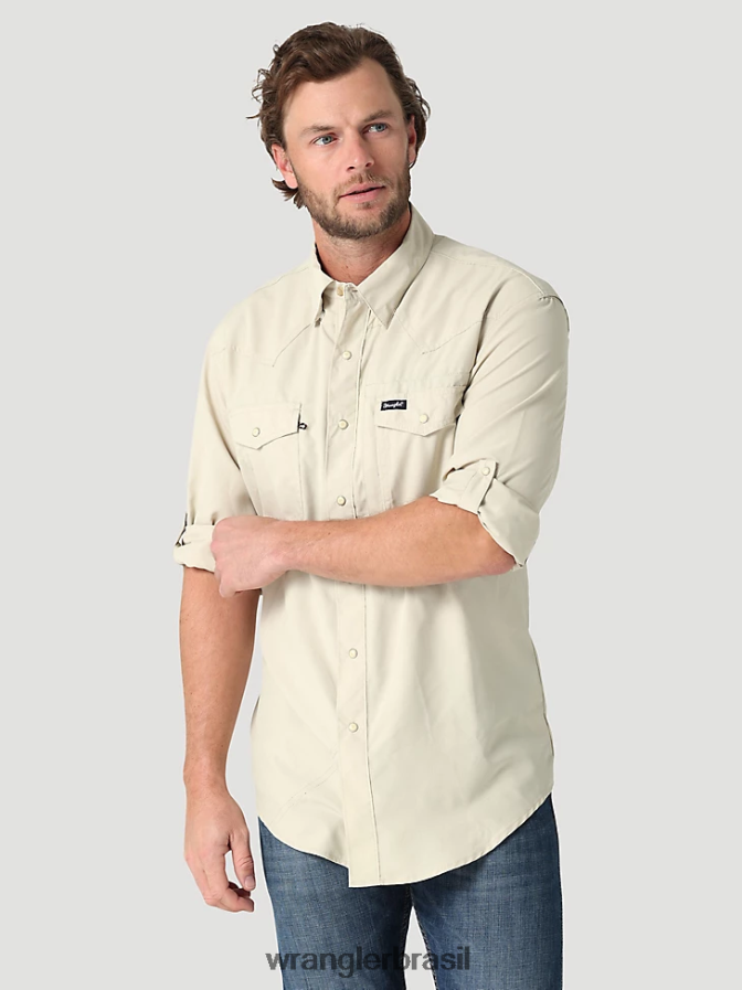 Wrangler camisa lisa de manga comprida com pressão de desempenho nublado (112323768) homens roupas 00LN6N432