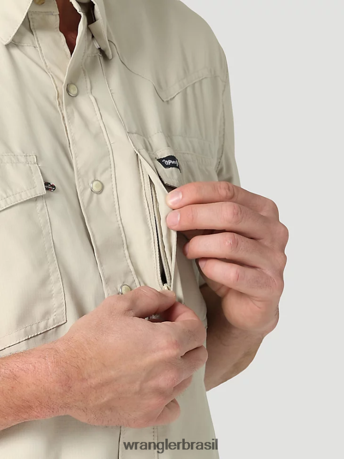 Wrangler camisa lisa de manga comprida com pressão de desempenho nublado (112323768) homens roupas 00LN6N432
