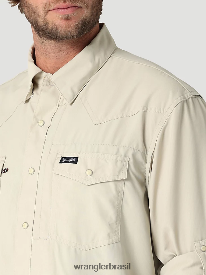 Wrangler camisa lisa de manga comprida com pressão de desempenho nublado (112323768) homens roupas 00LN6N432