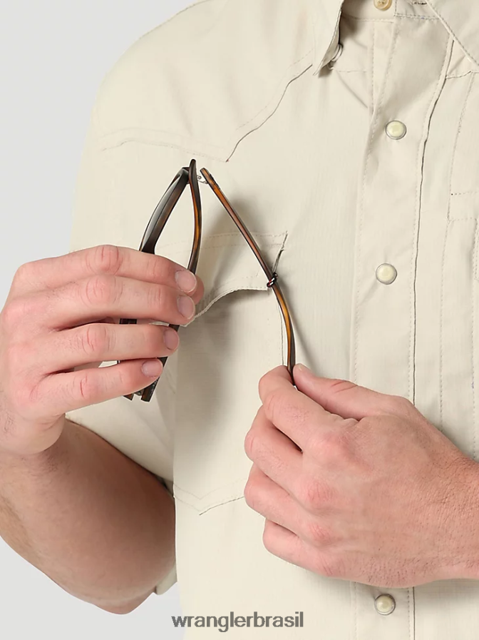 Wrangler camisa lisa de manga comprida com pressão de desempenho nublado (112323768) homens roupas 00LN6N432