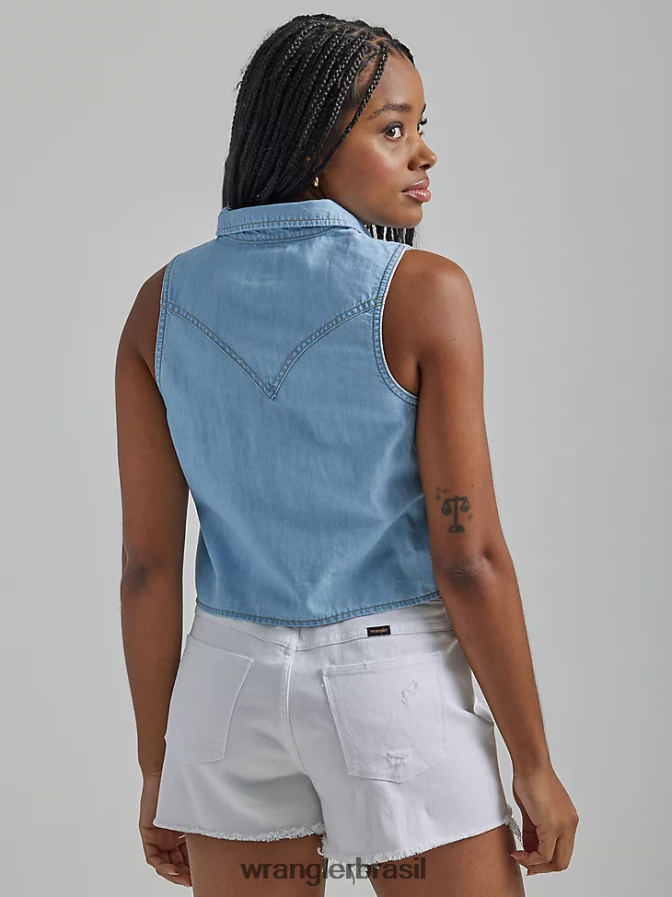 Wrangler camisa ocidental com gravata frontal maui azul (112333540) mulheres roupas 00LN6N884