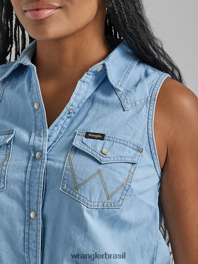 Wrangler camisa ocidental com gravata frontal maui azul (112333540) mulheres roupas 00LN6N884