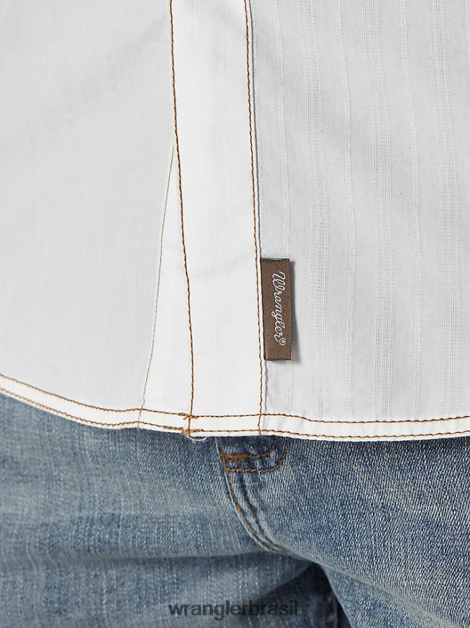 Wrangler camisa retrô de manga comprida western snap sólida maquinetada branco (mvr531w) homens roupas 00LN6N470