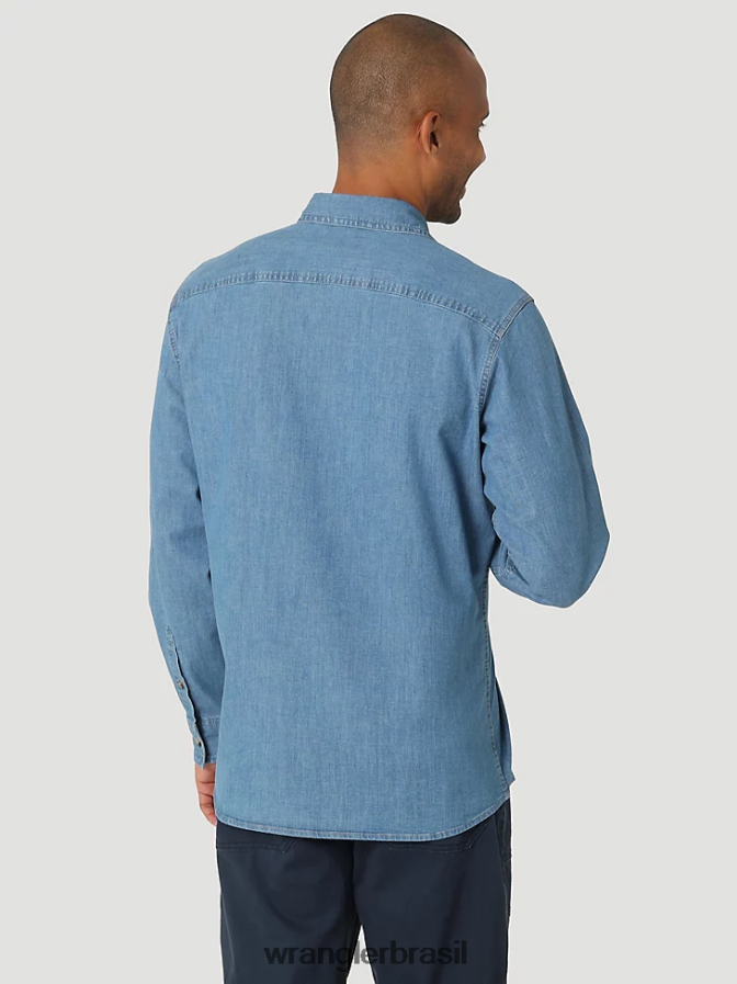 Wrangler camisa sarja/jeans manga longa lavagem leve (112324398) homens roupas 00LN6N375