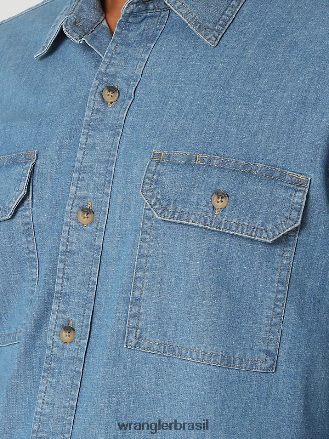 Wrangler camisa sarja/jeans manga longa lavagem leve (112324398) homens roupas 00LN6N375